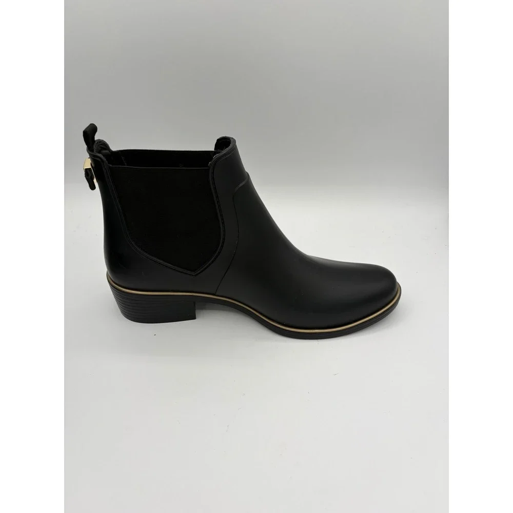 Kate Spade New York Chelsea Rain Boots Black Rubber Ankle Booties Womens 11